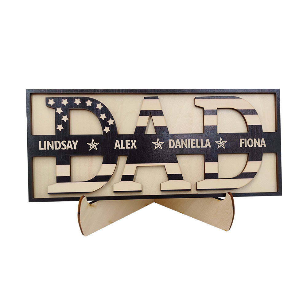 Personalized Wooden Dad Sign Family Name Sign Plaque Father's Day Birthday Gift for Dad Grandpa - photomoonlampau