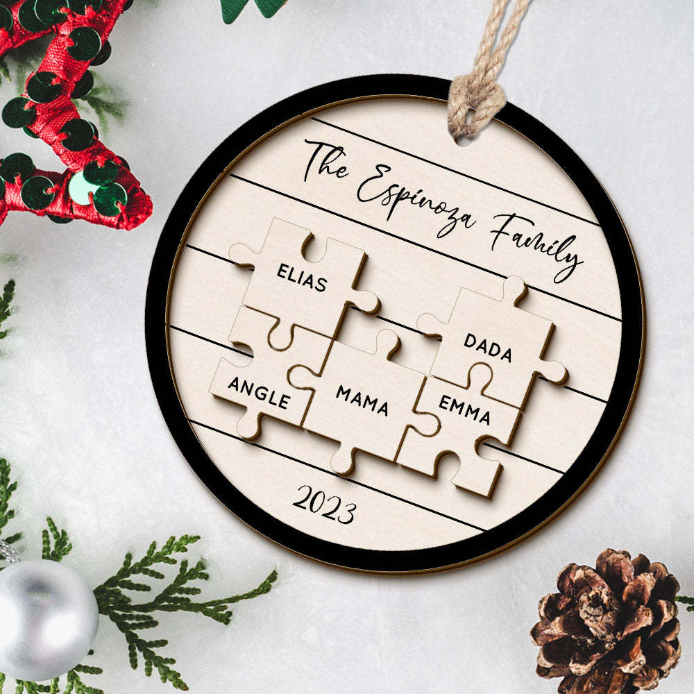 Custom Family Name Puzzle Christmas Ornament Personalized Wooden Christmas Tree Ornament Gifts - photomoonlampau
