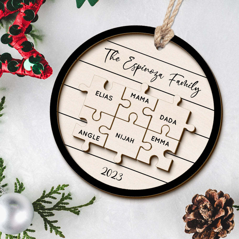Custom Family Name Puzzle Christmas Ornament Personalized Wooden Christmas Tree Ornament Gifts - photomoonlampau