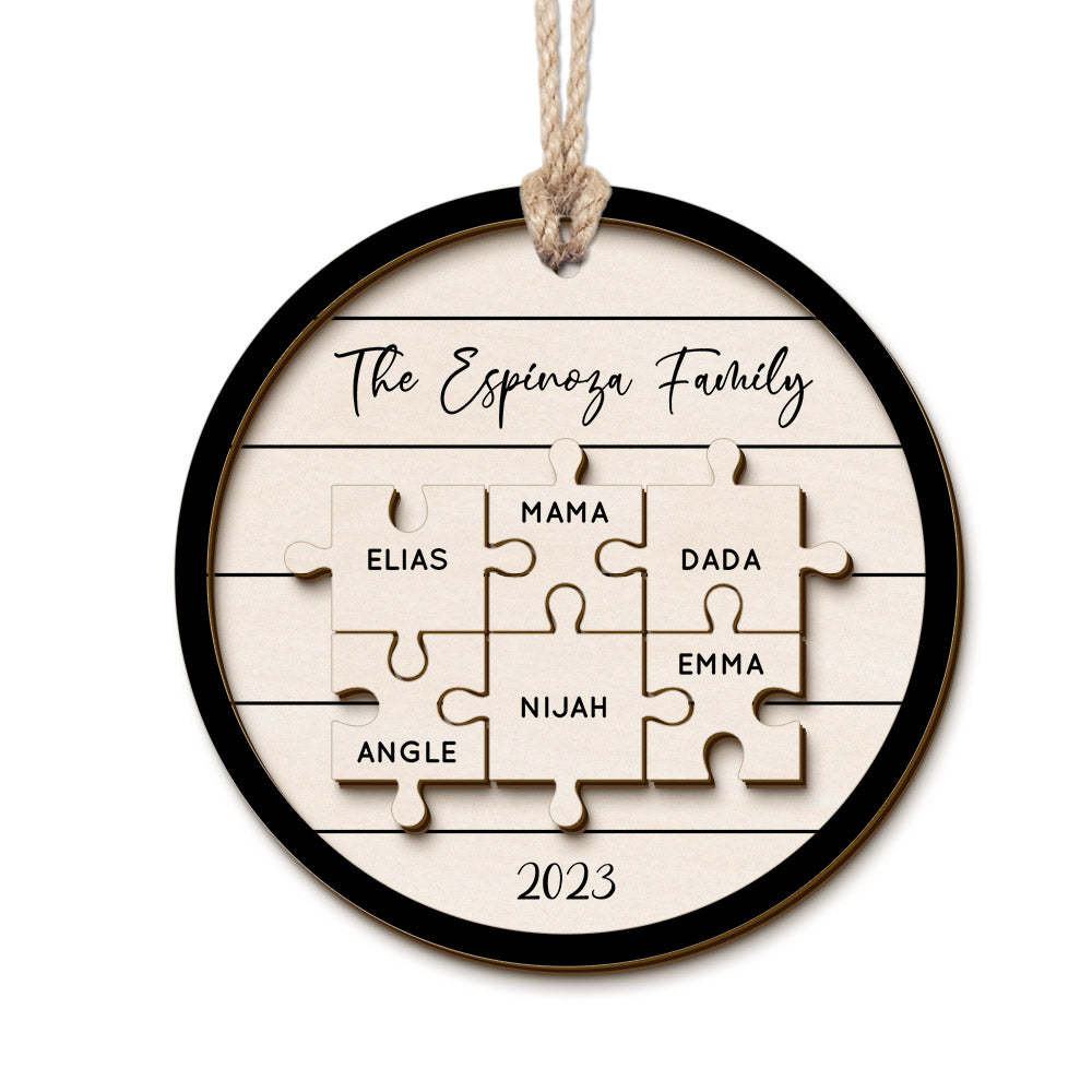 Custom Family Name Puzzle Christmas Ornament Personalized Wooden Christmas Tree Ornament Gifts - photomoonlampau