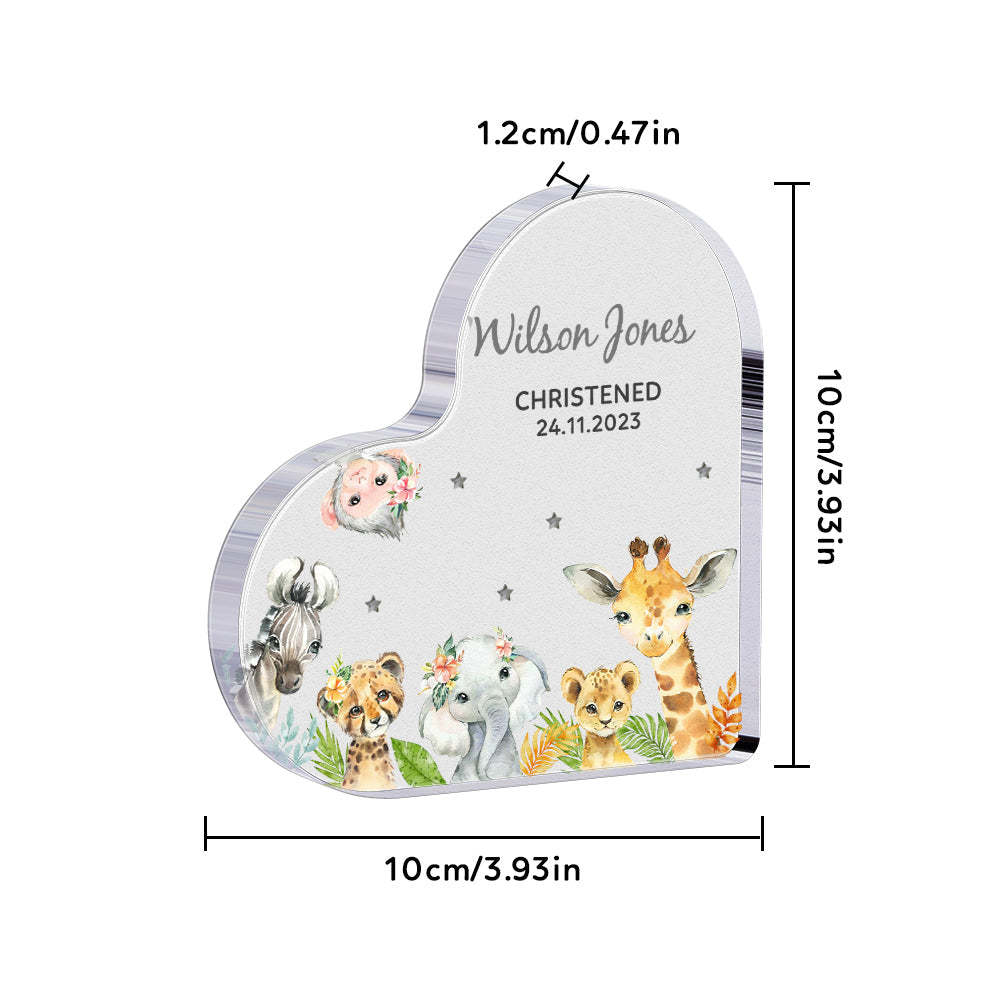 Personalized Name Christening Date Gift Custom Animals Ornaments Gift for New Baby - photomoonlampau