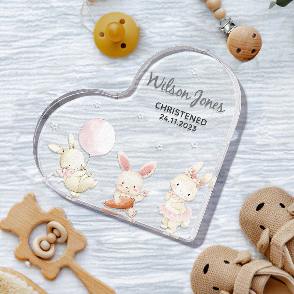 Personalized Name Christening Date Gift Custom Animals Ornaments Gift for New Baby - photomoonlampau