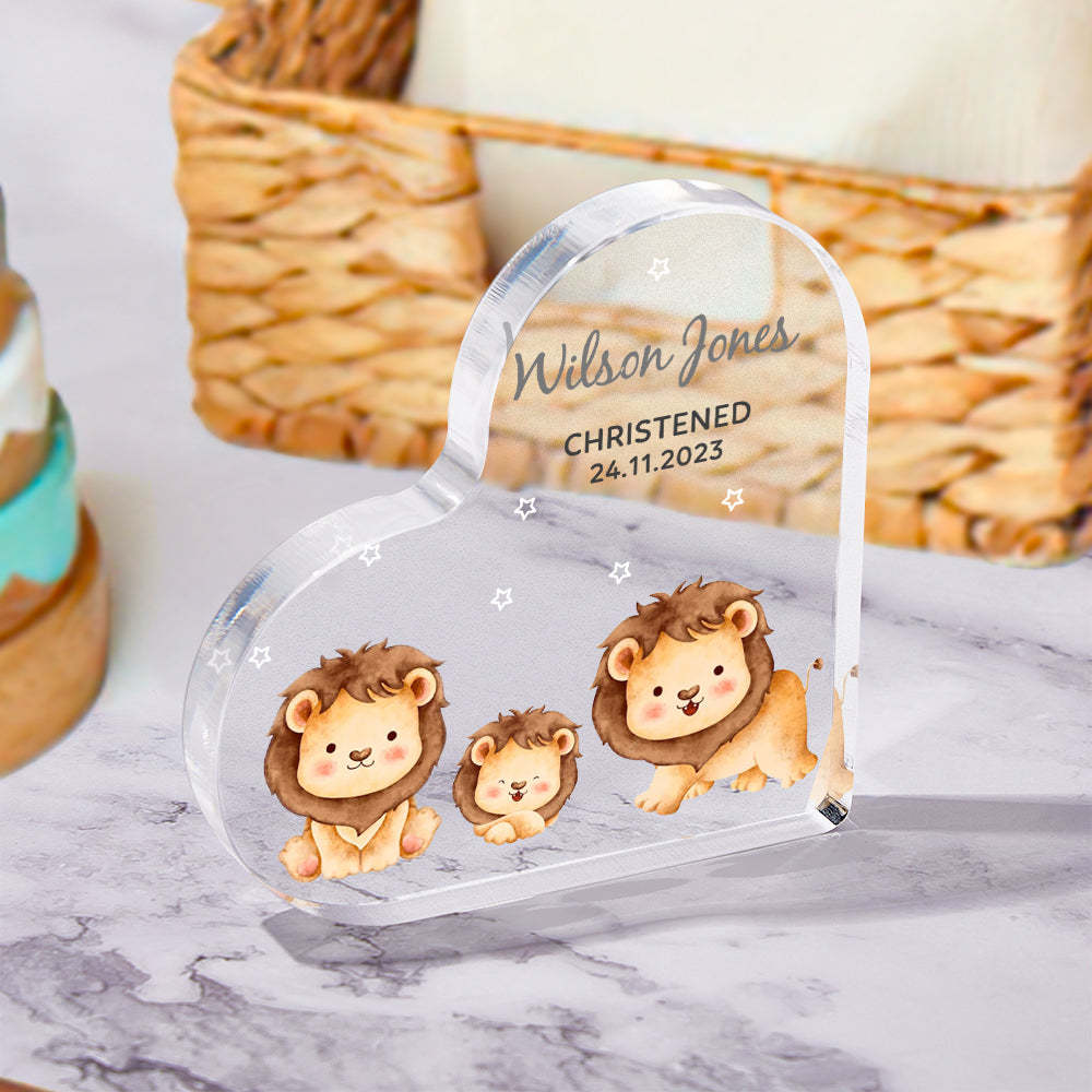 Personalized Name Christening Date Gift Custom Animals Ornaments Gift for New Baby - photomoonlampau