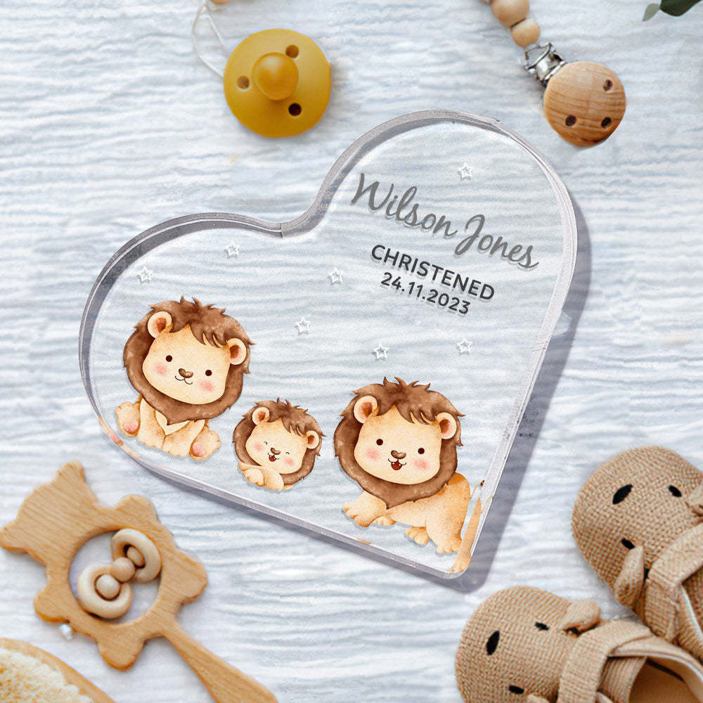 Personalized Name Christening Date Gift Custom Animals Ornaments Gift for New Baby - photomoonlampau