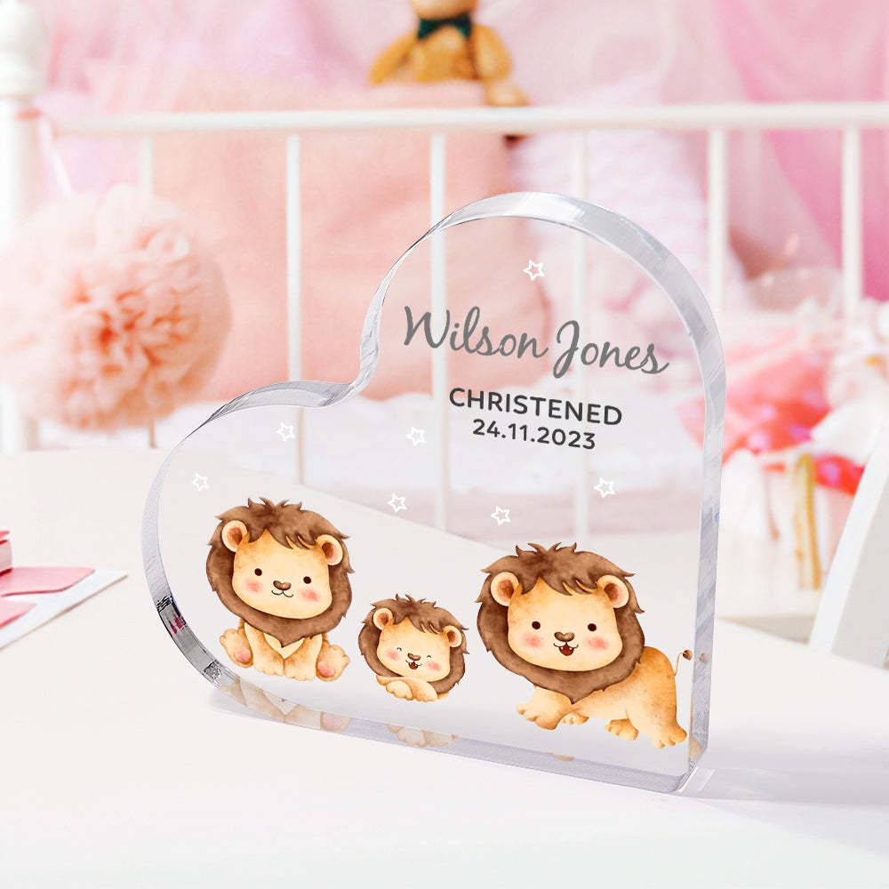 Personalized Name Christening Date Gift Custom Animals Ornaments Gift for New Baby - photomoonlampau