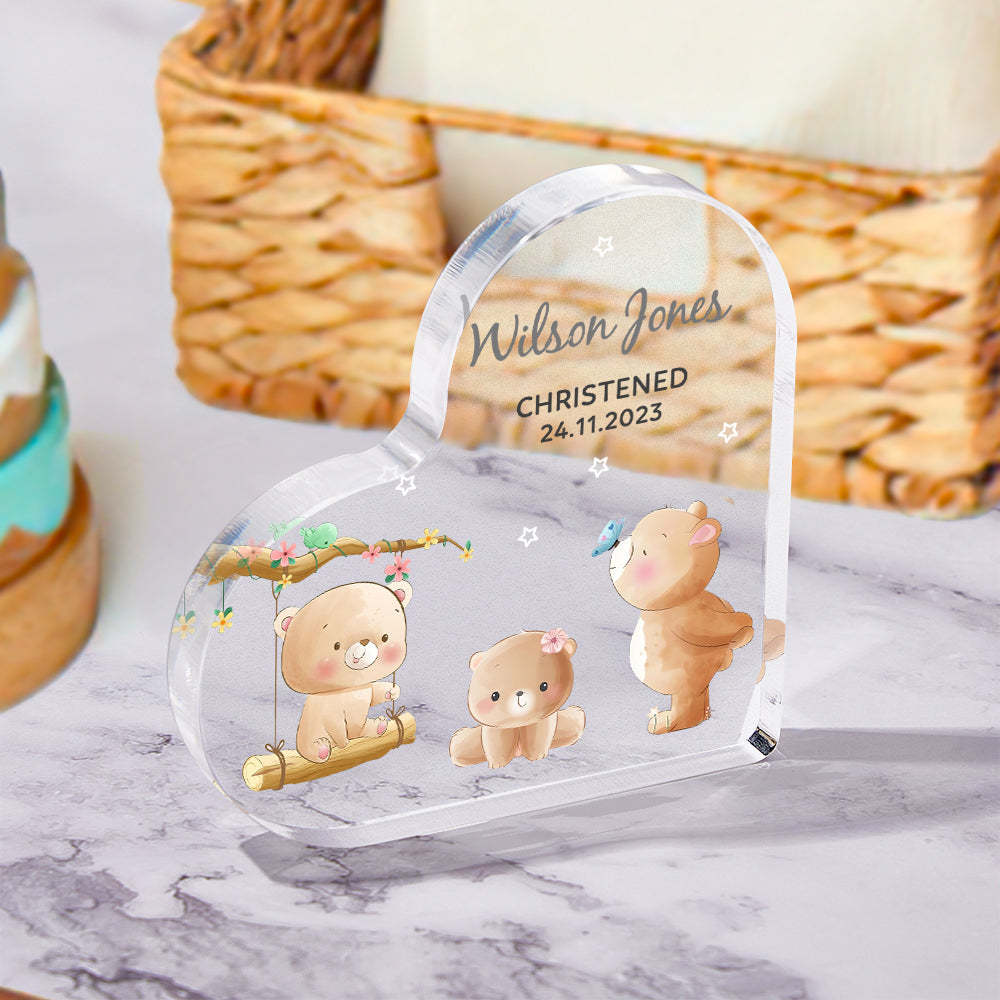 Personalized Name Christening Date Gift Custom Animals Ornaments Gift for New Baby - photomoonlampau