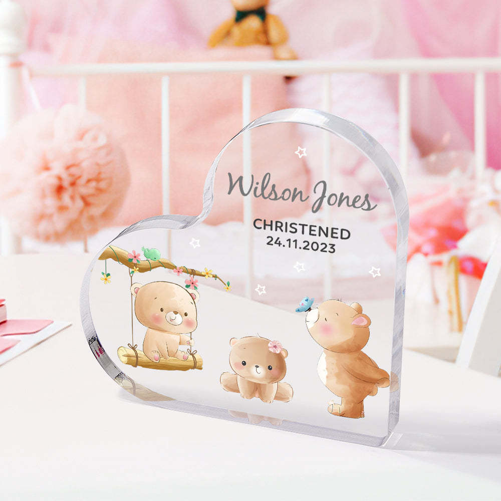 Personalized Name Christening Date Gift Custom Animals Ornaments Gift for New Baby - photomoonlampau