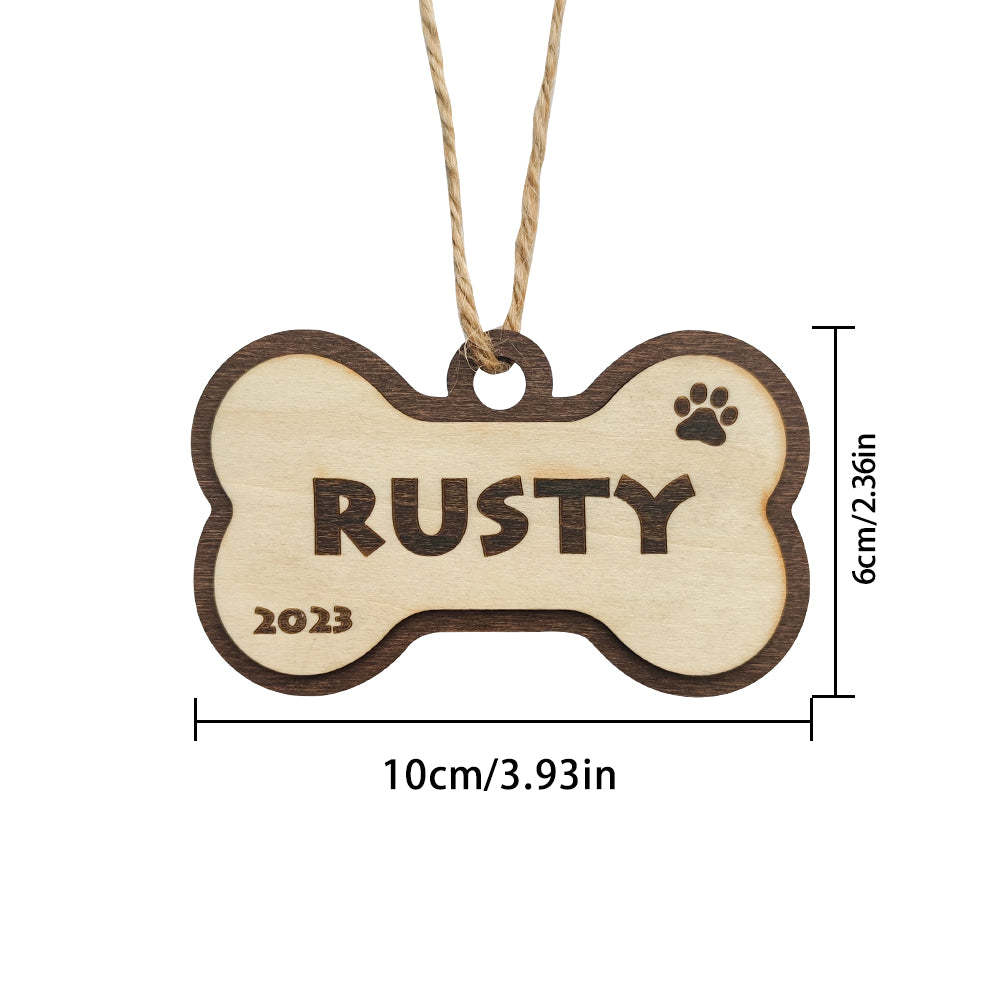 Personalized Dog Name Year Dog Bone Ornament Christmas Gift - photomoonlampau