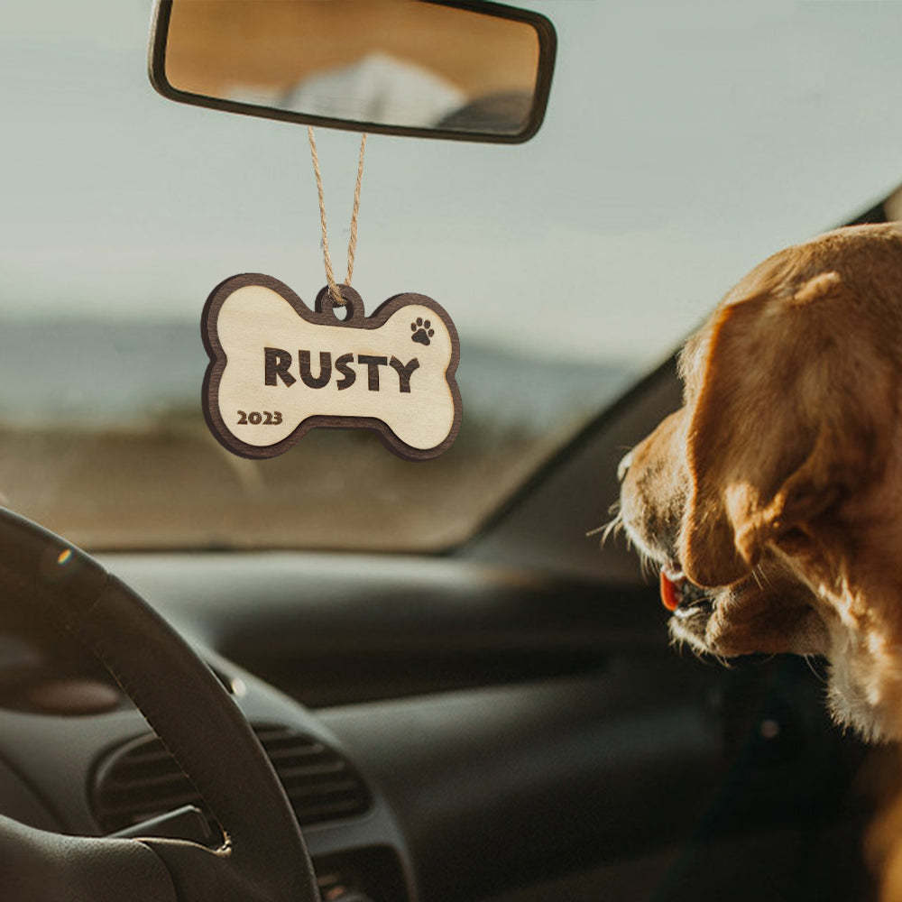 Personalized Dog Name Year Dog Bone Ornament Christmas Gift - photomoonlampau
