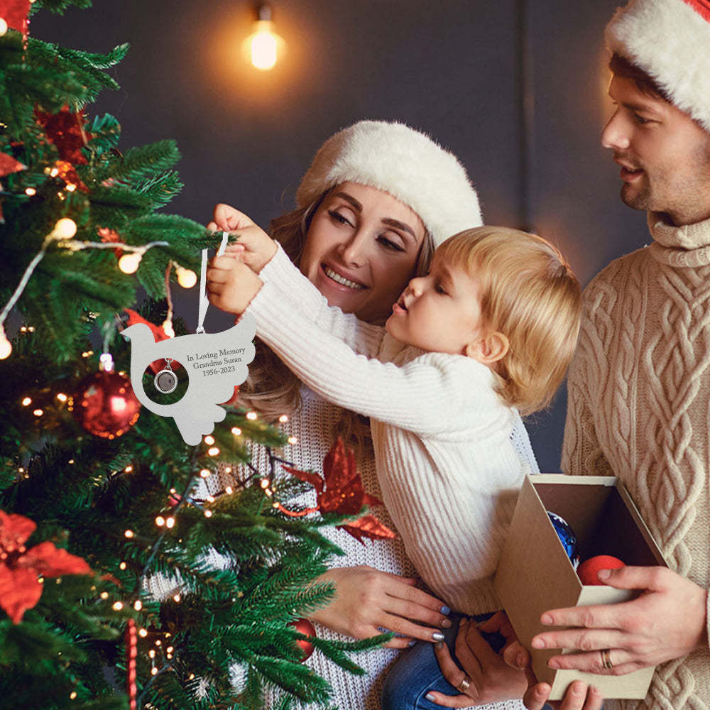 Personalised Projection Ornament Custom Photo Bird Ornament for Memorial Gifts - photomoonlampau