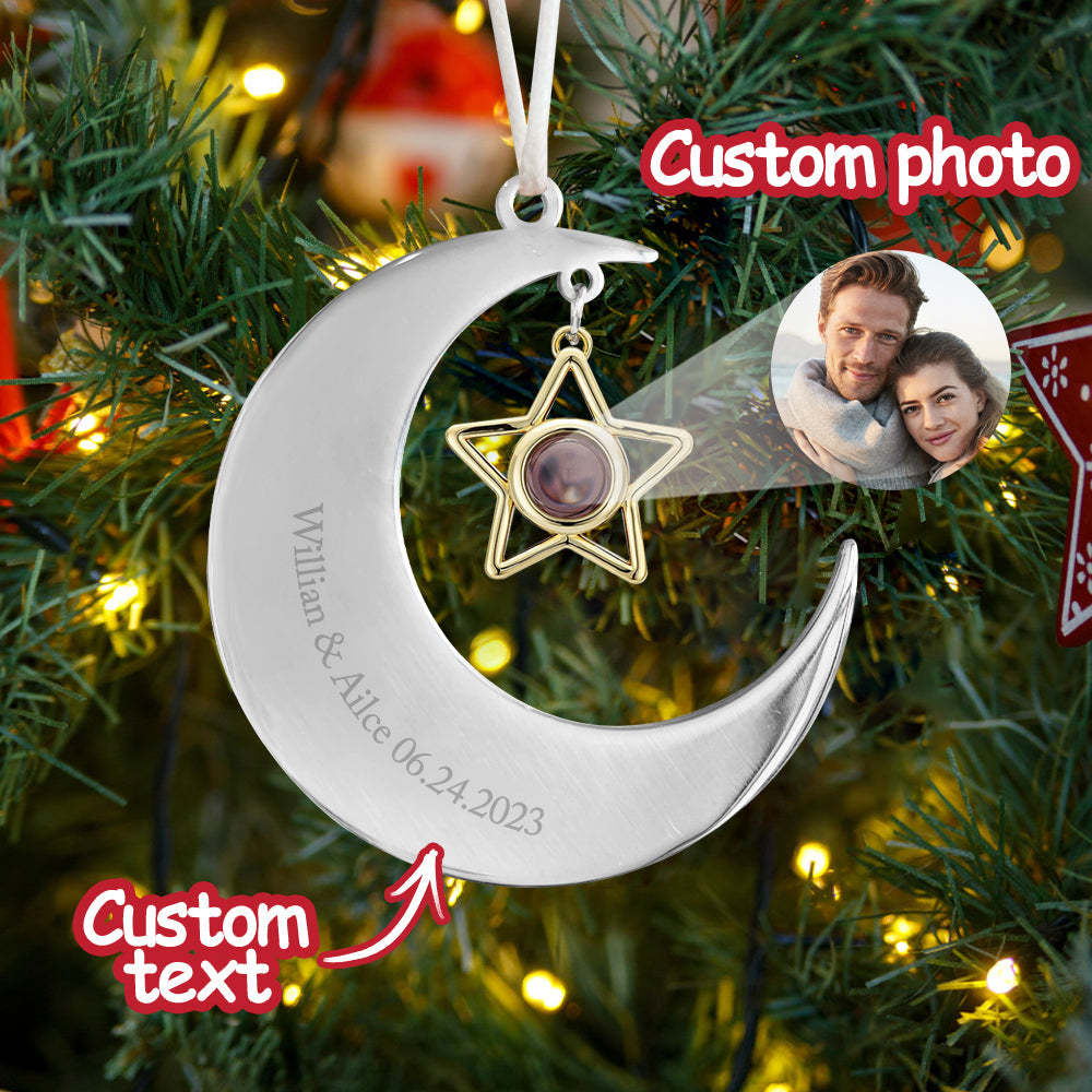 Personalised Projection Ornament Custom Crescent Star Ornament Gifts for Her - photomoonlampau