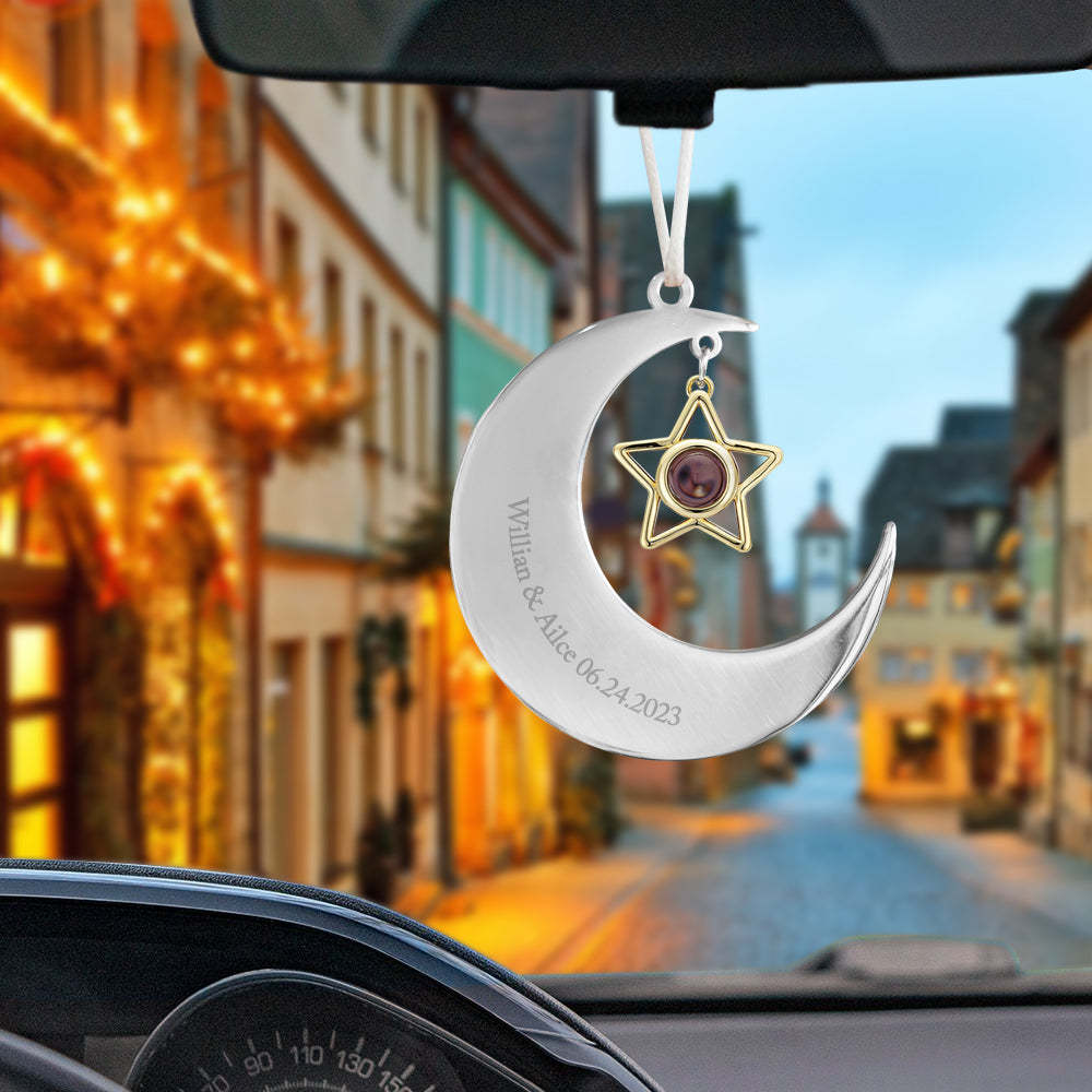 Personalised Projection Ornament Custom Crescent Star Ornament Gifts for Her - photomoonlampau