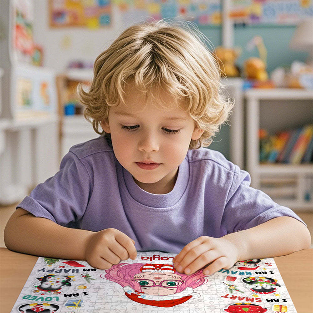 Jigsaw Puzzle Personalized - Playful Christmas Kid Puzzle - Gift For Kids, Grandkids - Personalized Puzzle Christmas Gifts - photomoonlampau