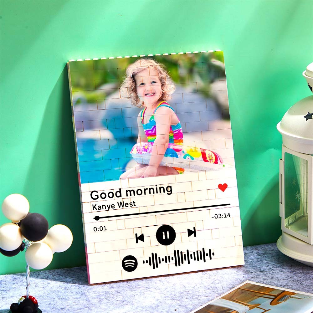 Personalized Photo Building Block Custom Spotify Code Gifts for Him - photomoonlampau