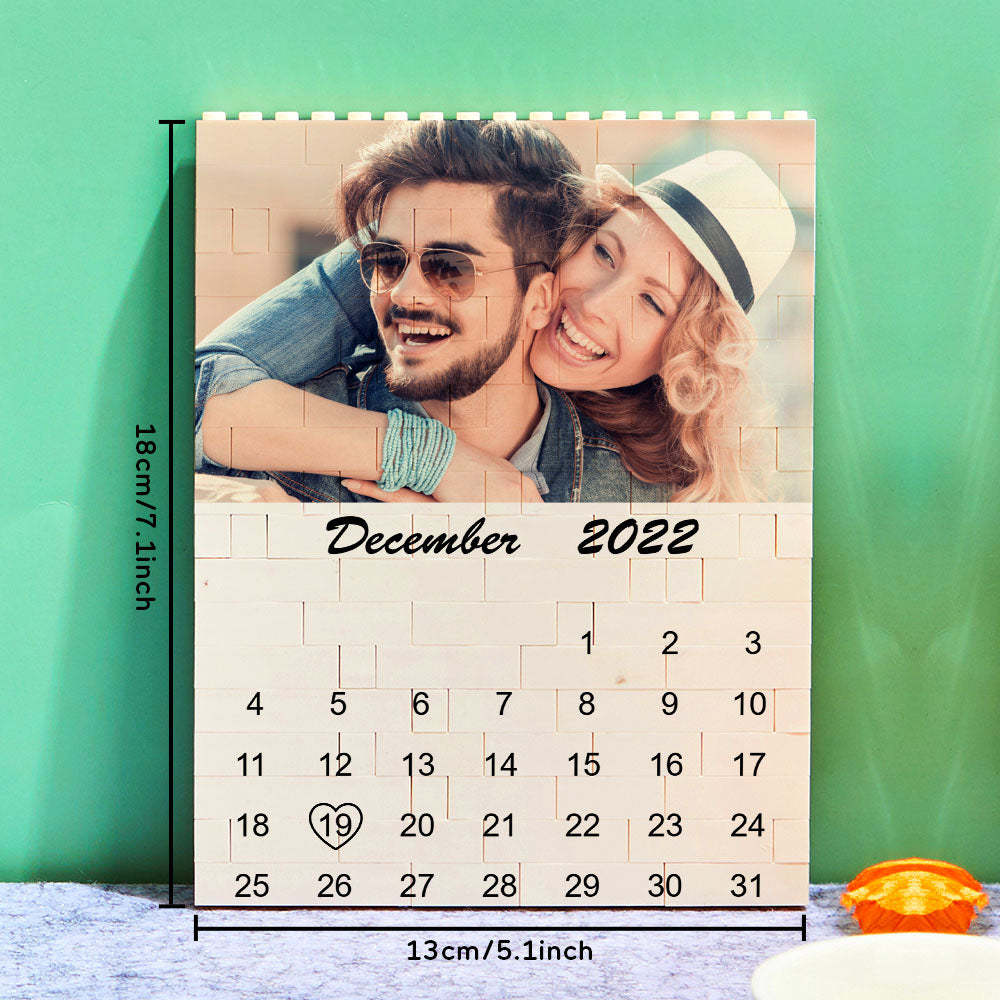 Personalised Photo Building Block Custom Calendar Important Date Gifts for Him - photomoonlampau