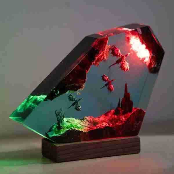 Fire Dragon And Ice Dragon Resin Lamp Dragon Resin Night Light 3D Dragon Night Light Lighting Home Gift For Him - photomoonlampau