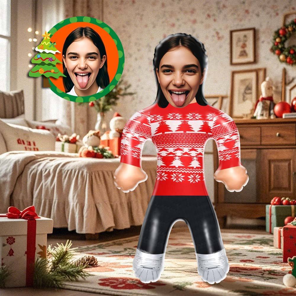 Personalized Blow Up Doll Red Christmas Jumper Air Minime Doll Funny Inflatable Doll Christmas Gift - photomoonlampau