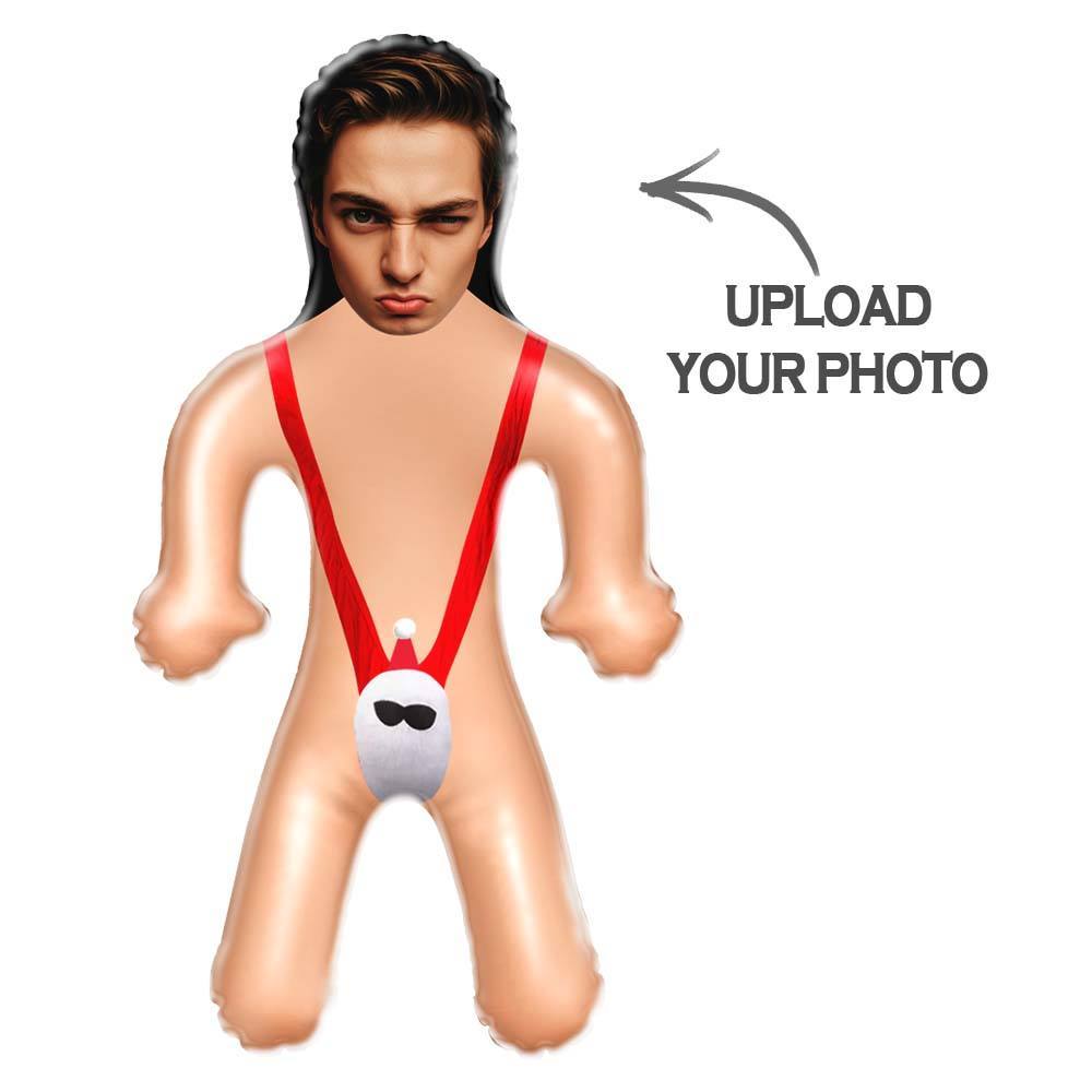 Personalized Sexy Santa Mankini Blow Up Doll Custom Face Air Minime Doll Funny Inflatable Doll Christmas Gift - photomoonlampau