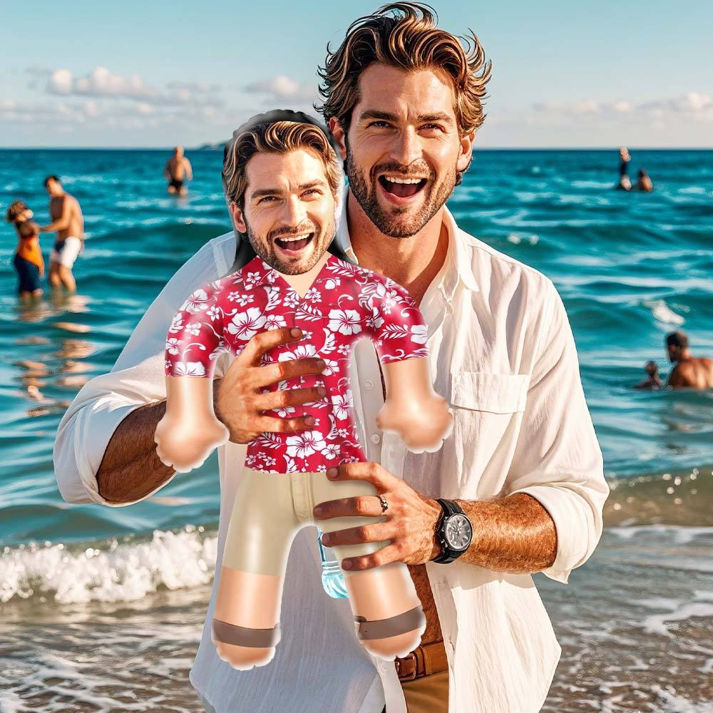 Personalized Air Minime Red Hawaiian Beach Shirt Blow Up Dolls Funny Inflatable for Him/Her - photomoonlampau