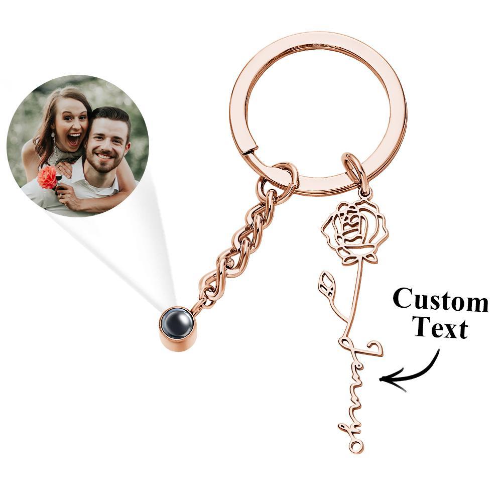 Custom Projection Keychain Birthday Flower Romantic Gift - photomoonlampau