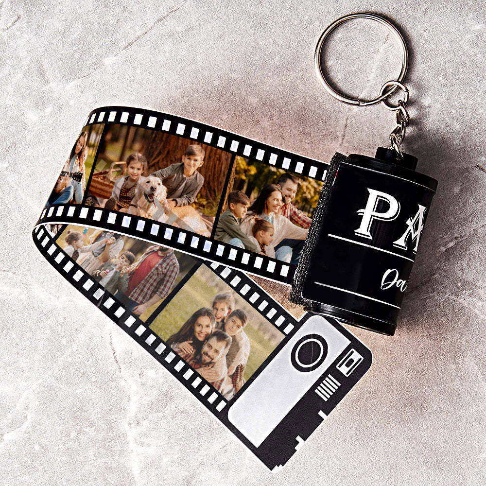 Custom Photo Film Roll Keychain Engravable Shell Camera Keychain Father's Day Gift - photomoonlampau