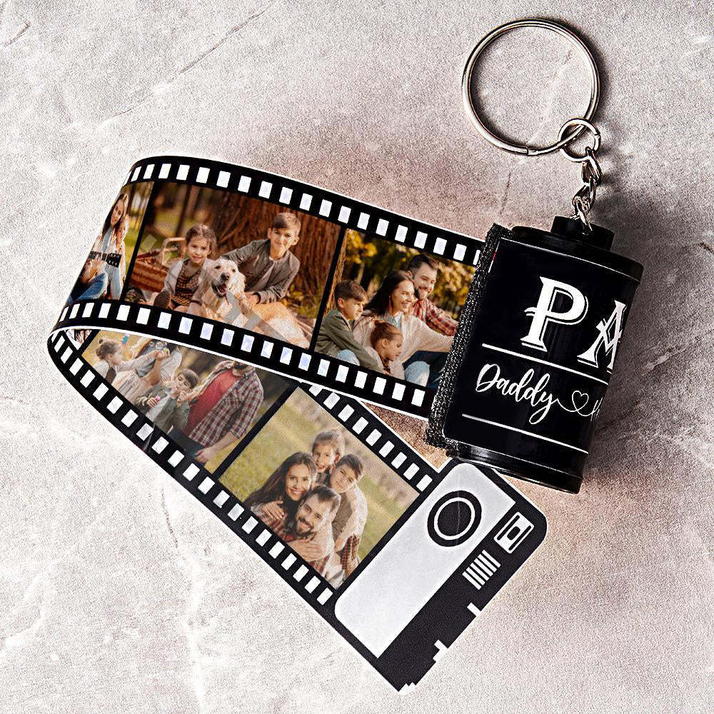 Custom Photo Film Roll Keychain Engravable Shell Camera Keychain Father's Day Gift - photomoonlampau