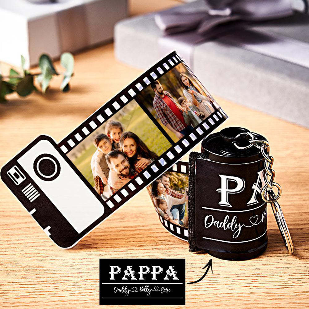 Custom Photo Film Roll Keychain Engravable Shell Camera Keychain Father's Day Gift - photomoonlampau