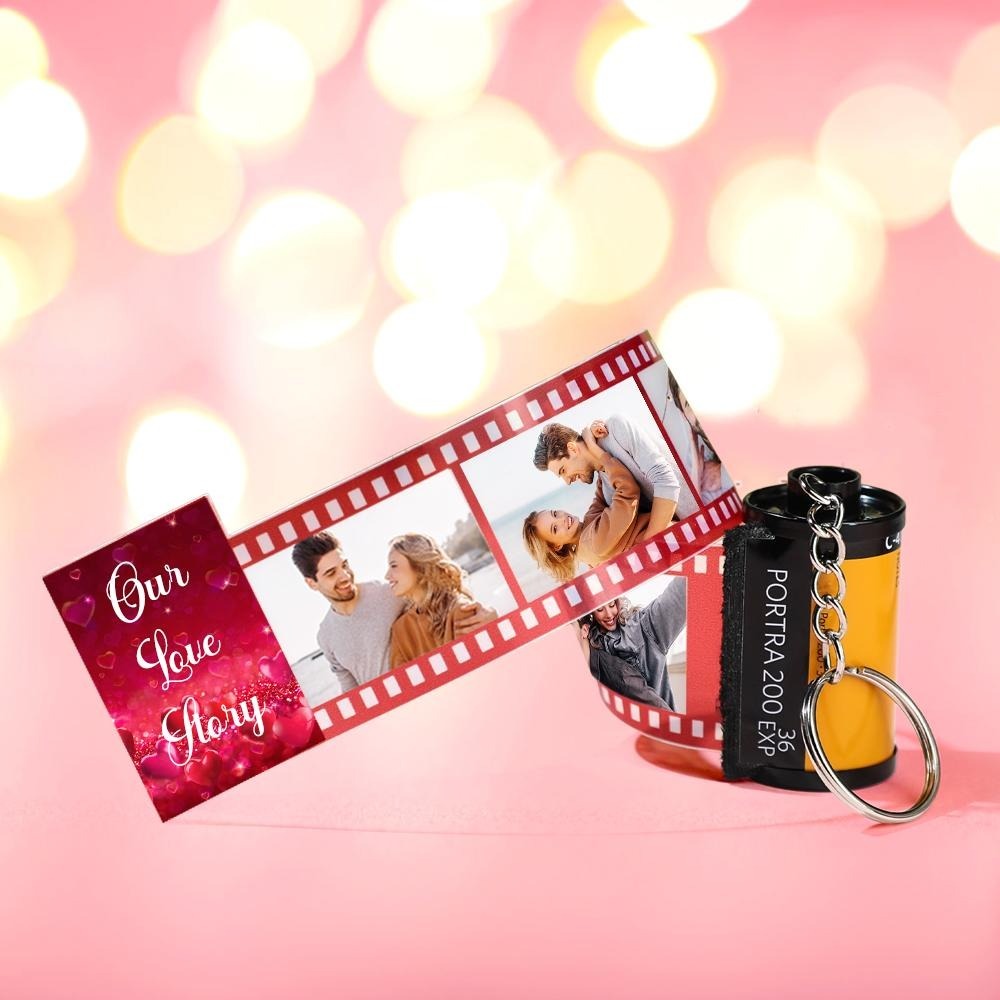 Love Story Photo Camera Keychain Love Pocket Film Roll Keychain Valentine's Day Gifts For Couples - photomoonlampau