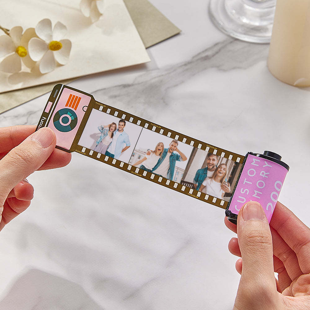 15 Pics Custom Film Roll Keychain Personalized Multiphoto Camera Keychain for Couples - photomoonlampau