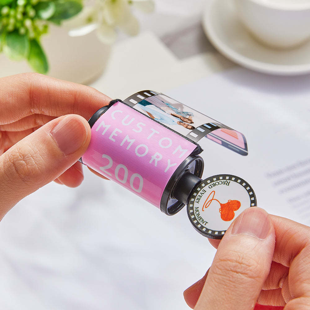 15 Pics Custom Film Roll Keychain Personalized Multiphoto Camera Keychain for Couples - photomoonlampau