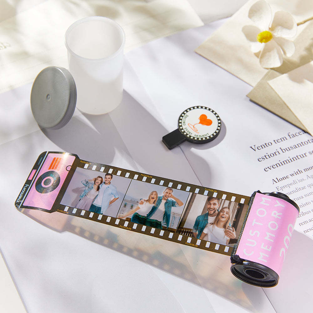 15 Pics Custom Film Roll Keychain Personalized Multiphoto Camera Keychain for Couples - photomoonlampau
