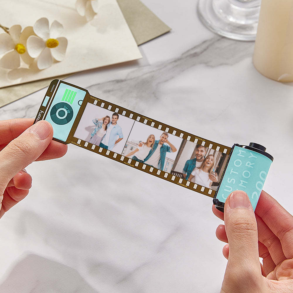 15 Pics Custom Film Roll Keychain Personalized Multiphoto Camera Keychain for Couples - photomoonlampau