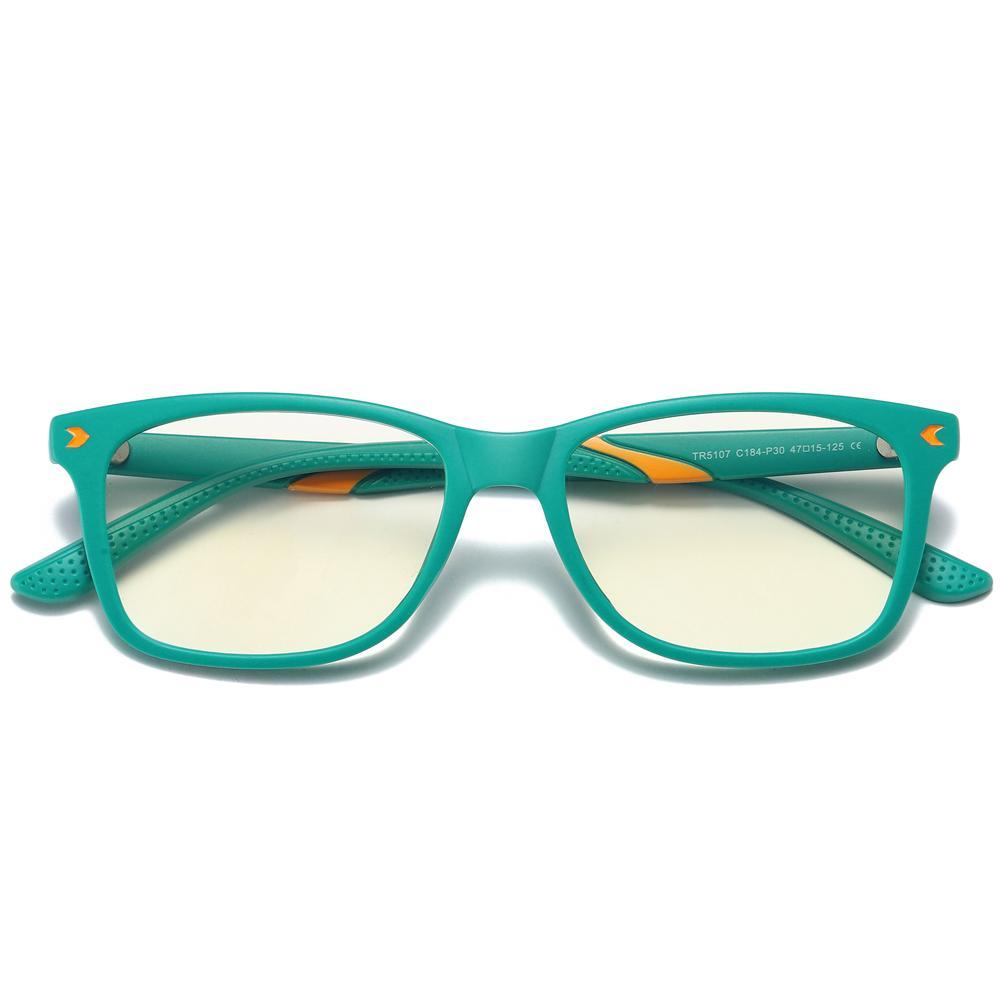 Wise - (Age 7-12)Children Blue Light Blocking Computer Reading Gaming Glasses - Sand Green - photomoonlampau