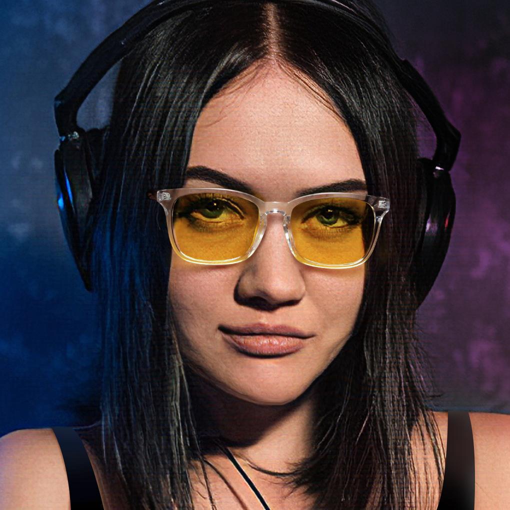 SIERRA - Adults Professional Gaming Glasses Blue Light Blocking Glasses - Clear Crystal - photomoonlampau