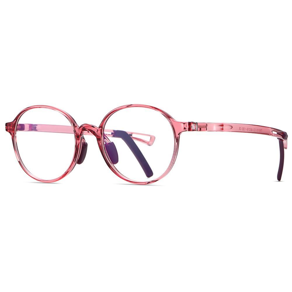 Smart - (Age 5-13)Children Non-slip Blue Light Blocking Glasses-Transparent Light Red - photomoonlampau