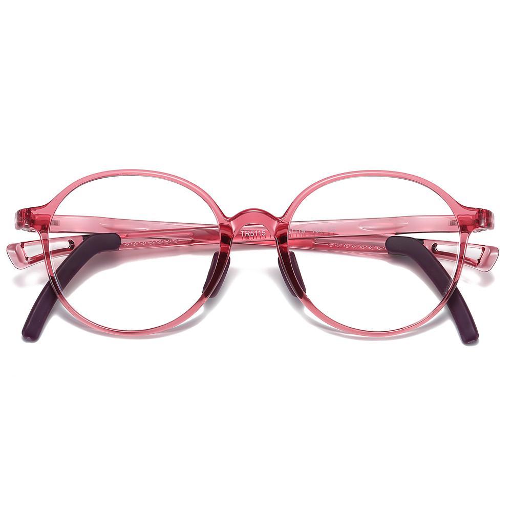 Smart - (Age 5-13)Children Non-slip Blue Light Blocking Glasses-Transparent Light Red - photomoonlampau