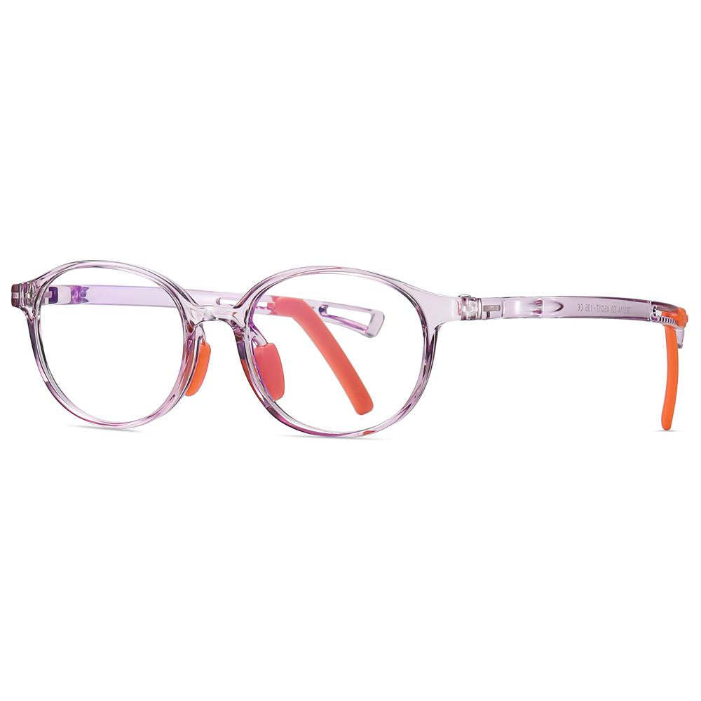 Lively - (Age 5-13)Children Non-slip Blue Light Blocking Glasses-Transparent Light Purple - photomoonlampau