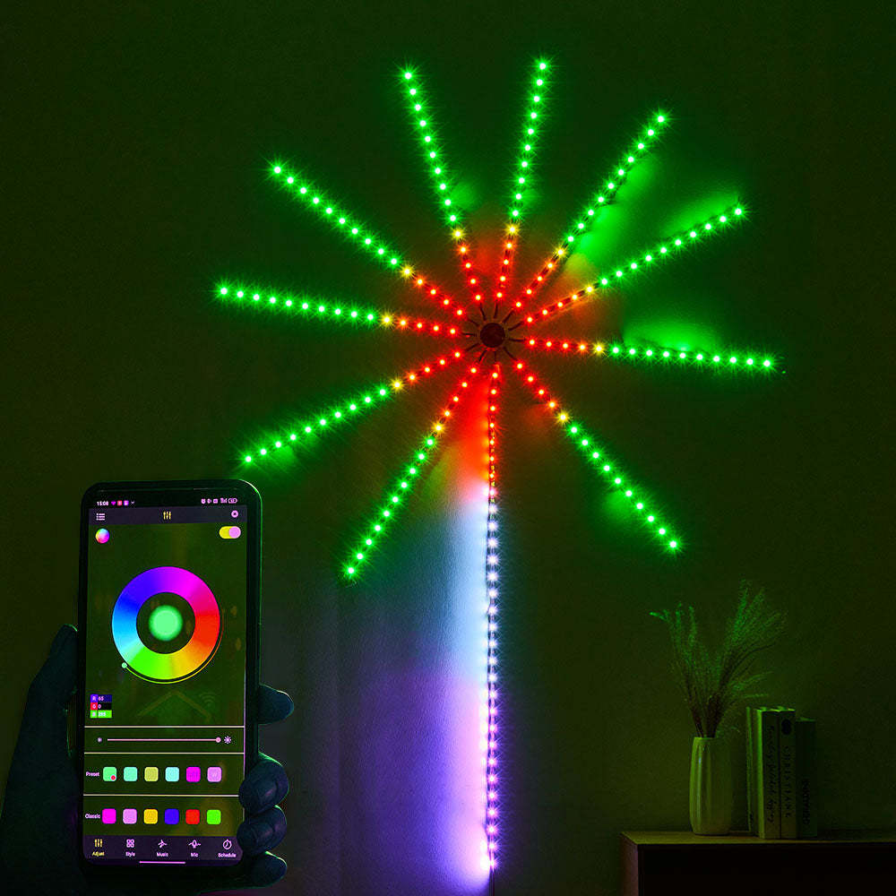 Firework LED Lights RGB Strip App Control USB With Remote Music Sync Color Changing Lights For Christmas - photomoonlampau