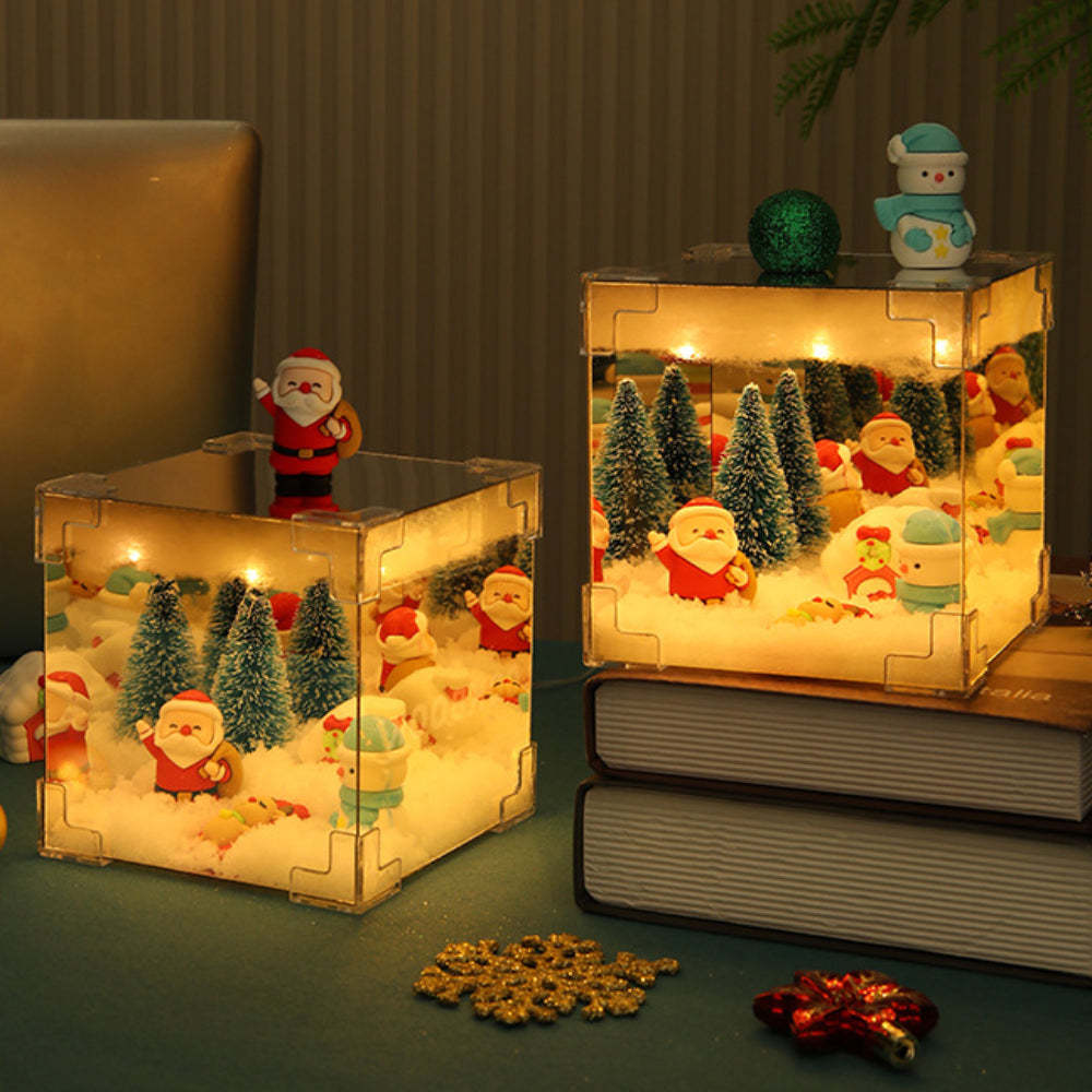DIY Christmas Night Light Mirror and LED Lamp DIY Material Kit for Xmas Table Decor - photomoonlampau