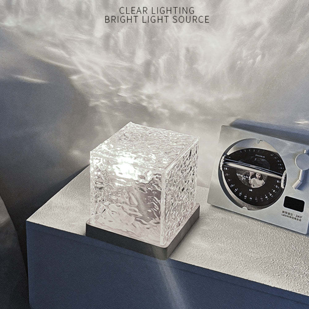 Dynamic Rotating Water Ripple Night Light Bedroom Lamp Home Decor Gifts - photomoonlampau