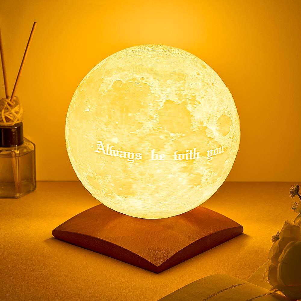 Moon Lamp 3D Printed Rotating Wooden Base - photomoonlampau