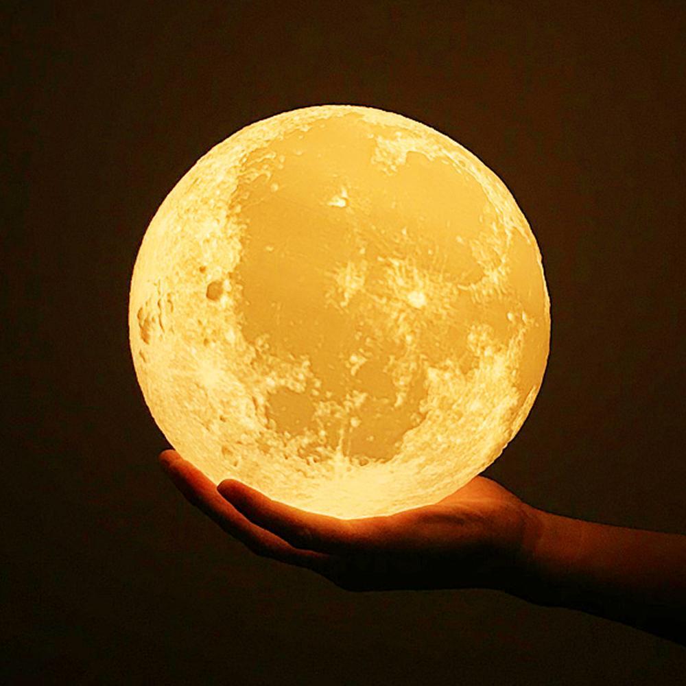 Christmas Gifts Custom Engraved 3D Printing Photo Moon Lamp | Touch to Convert 2 Light Colors