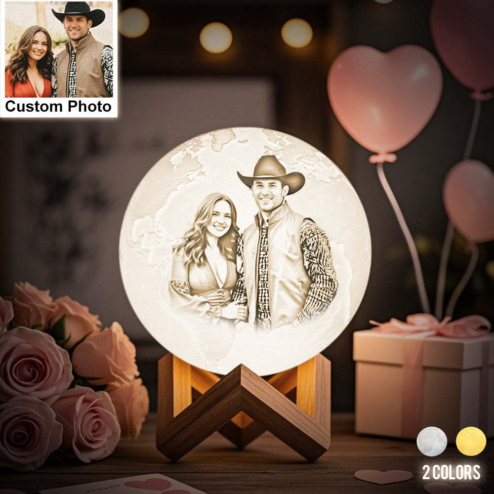 Custom 3D Printing Photo Moon Lamp Personalised Picture Light Engraving 3D Print Luna Light Valentine's Day Gifts