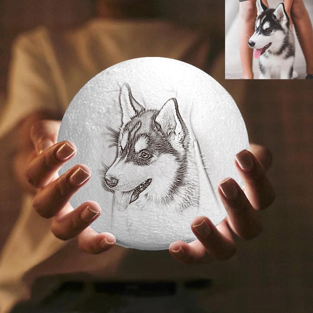 Custom Engraved 3D Printing Photo Moon Lamp Cute Pet - photomoonlampau