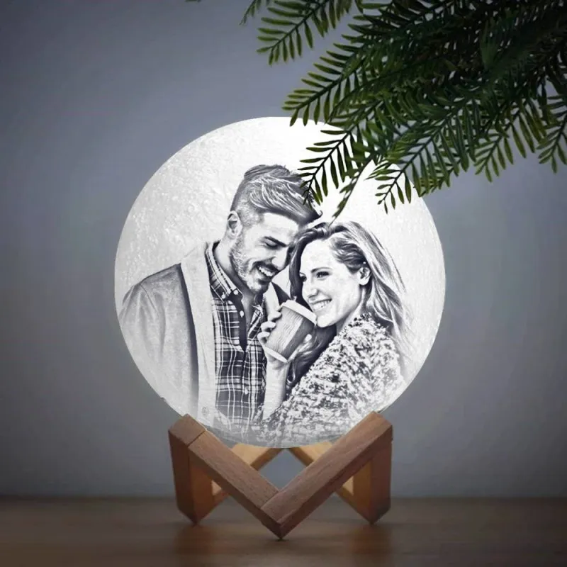 Moon Lamp 3D Printing Photo&Engraved Moon Lamp -Touch 3 Colors - photomoonlampau