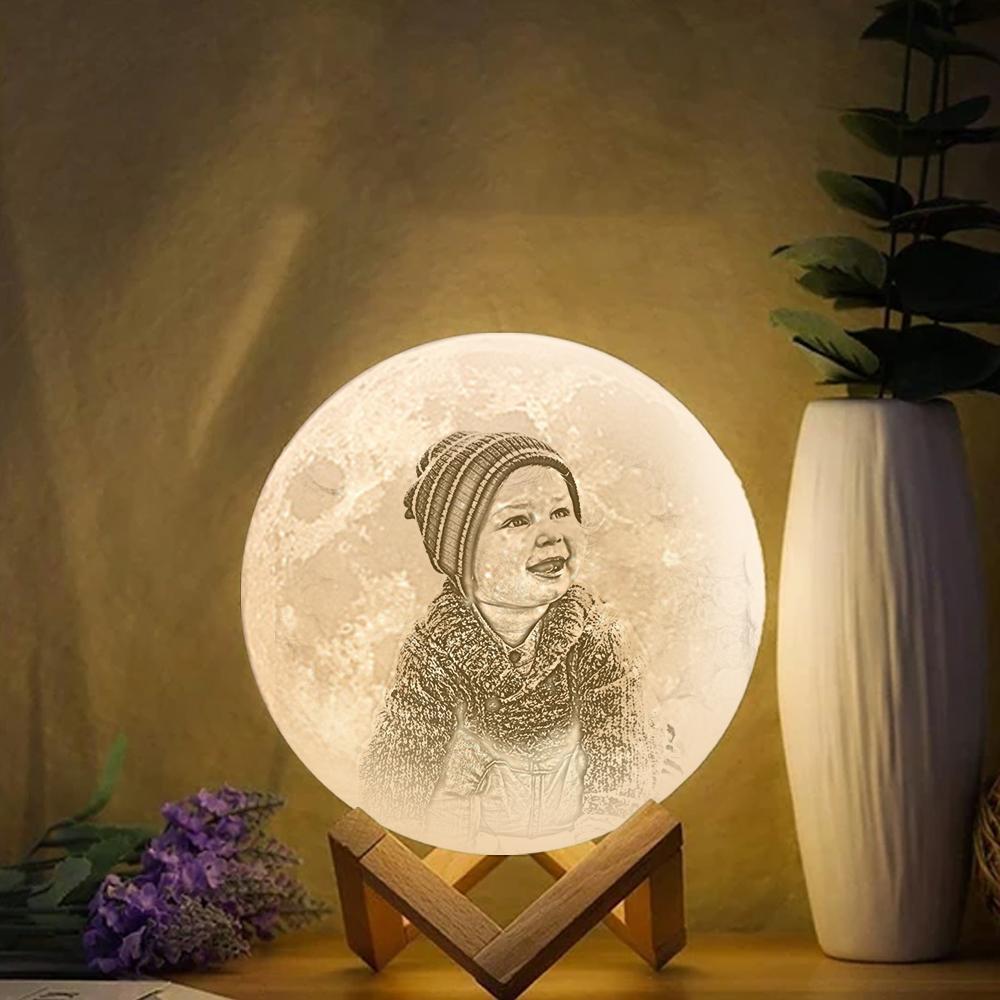 Personalised Engraved 3D Photo Moon Lamp Kid's Gift - photomoonlampau