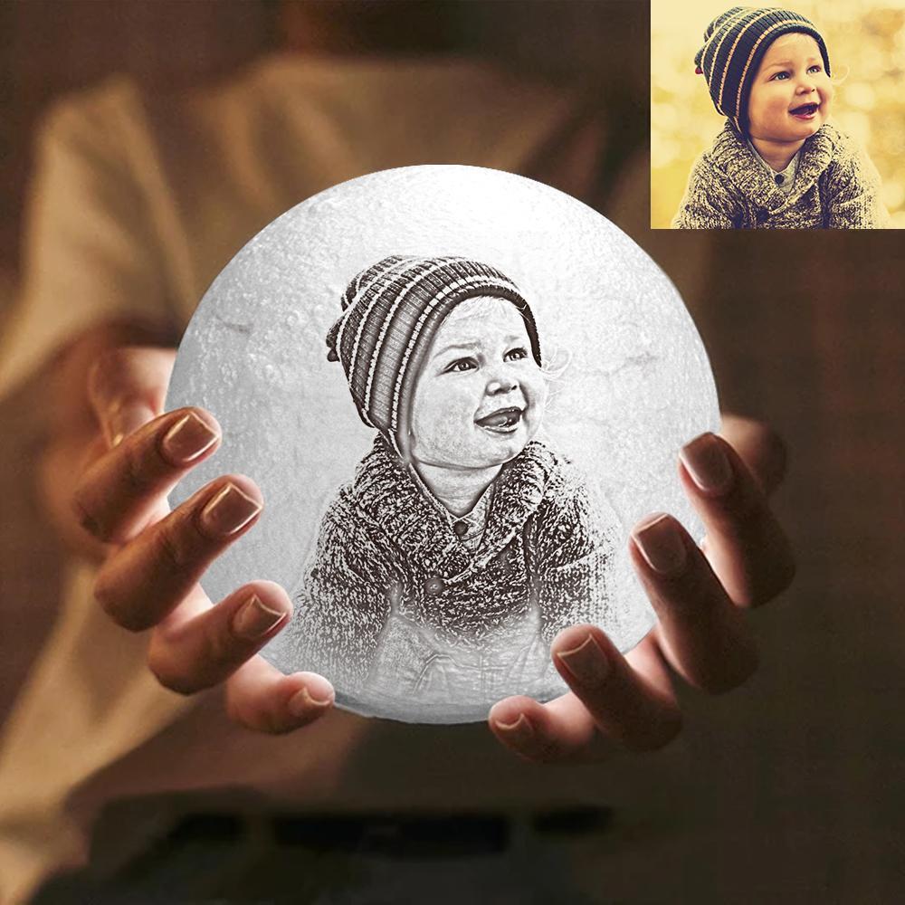 Personalised Engraved 3D Photo Moon Lamp Kid's Gift - photomoonlampau