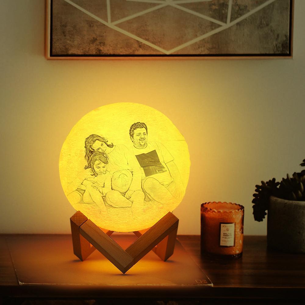 Personalised Engraved 3D Photo Moon Lamp Home Decoration - photomoonlampau