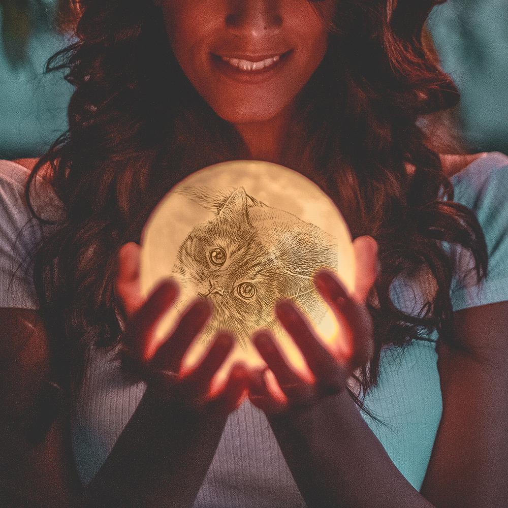 Personalised Engraved 3D Photo Moon Lamp for Pet Lovers - photomoonlampau