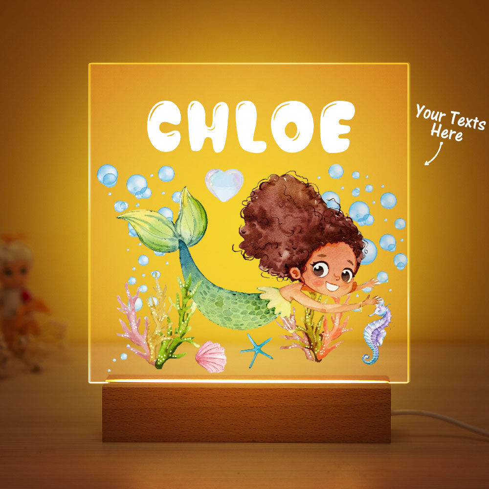 Custom Mermaid Night Light For Kids Room Decor Personalised Name Sign  For Newborn Lamp baby Gift